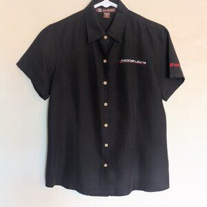 Vintage Snap-on Women's "MODIS Ultra" Black Short Sleeve Button Down | Medium